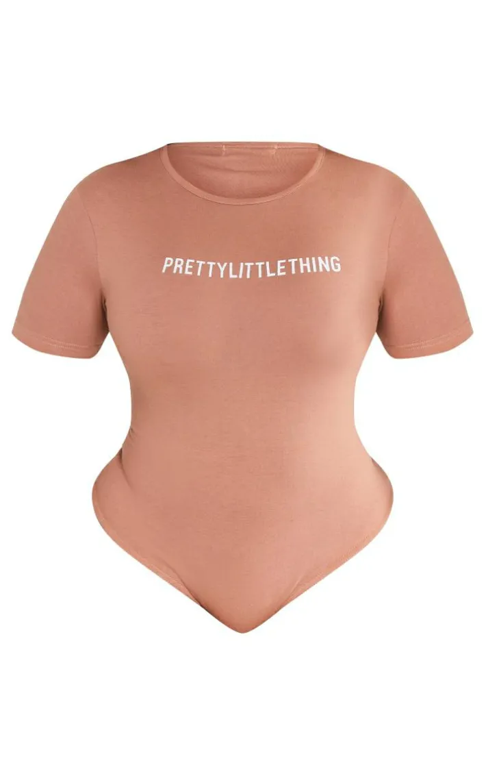 PRETTYLITTLETHING Plus Mocha Short Sleeve Bodysuit