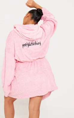 PRETTYLITTLETHING Plus Pink Fluffy Bath Robe