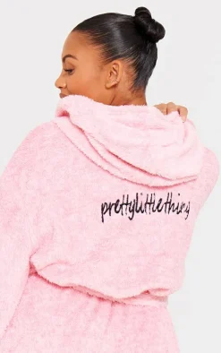 PRETTYLITTLETHING Plus Pink Fluffy Bath Robe