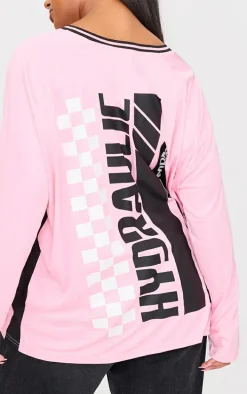 PRETTYLITTLETHING Plus Pink Studio Mode Short Sleeve Football T-shirt