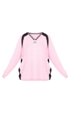 PRETTYLITTLETHING Plus Pink Studio Mode Short Sleeve Football T-shirt