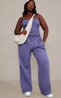 PRETTYLITTLETHING Plus Purple Washed Badge Detail Corset Top