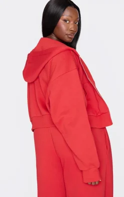 PRETTYLITTLETHING Plus Red Borg Graphic Zip Up Hoodie