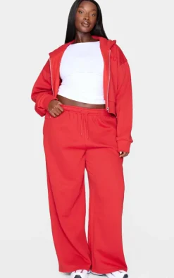 PRETTYLITTLETHING Plus Red Borg Graphic Wide Leg Sweatpants