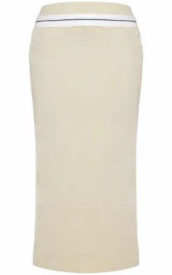 PRETTYLITTLETHING Plus Sage Green Contrast Foldover Waistband Maxi Skirt