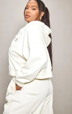 PRETTYLITTLETHING Plus Sand Printed Premium Zip Front Hoodie