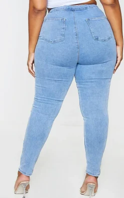 PRETTYLITTLETHING Plus Vintage Wash Disco Skinny Jeans