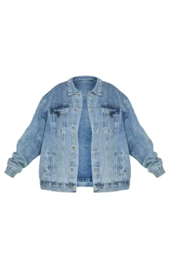 PRETTYLITTLETHING Plus Vintage Wash Oversized Boyfriend Denim Jacket