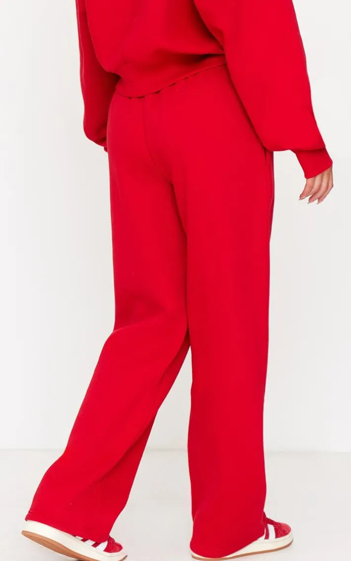 PRETTYLITTLETHING Red Borg Graphic Wide Leg Sweatpants