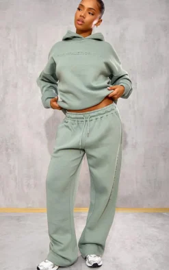 PRETTYLITTLETHING Sage Athletics Club Embossed Graphic Oversized Hoodie