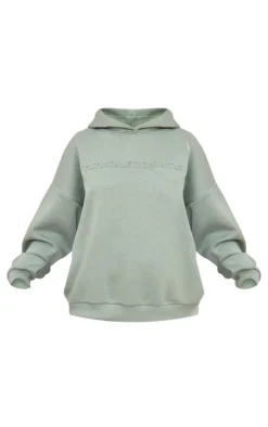 PRETTYLITTLETHING Sage Athletics Club Embossed Graphic Oversized Hoodie
