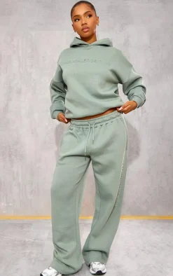 PRETTYLITTLETHING Sage Athletics Club Embossed Straight Leg Sweatpants