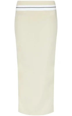 PRETTYLITTLETHING Sage Contrast Foldover Waistband Maxi Skirt