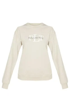 PRETTYLITTLETHING Sand Graphic Oversized Fit Sweatshirt