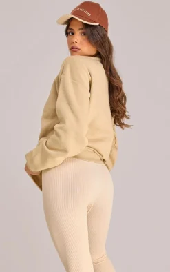 PRETTYLITTLETHING Sand Oversized Basic Sweatshirt