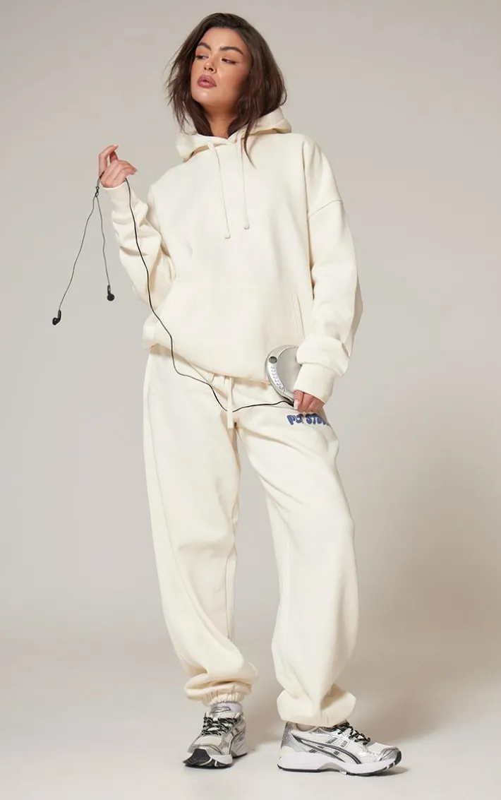 PRETTYLITTLETHING Sand Premium Studio Print Oversized Hoodie