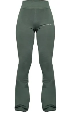 PRETTYLITTLETHING Sea Green Print Flared Pants