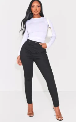 PRETTYLITTLETHING Shape Black High Waisted Super Stretch Denim Jeans