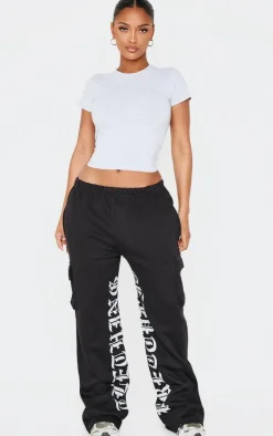 PRETTYLITTLETHING Shape Black Pocket Inside Leg Detail Sweatpants