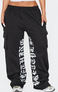 PRETTYLITTLETHING Shape Black Pocket Inside Leg Detail Sweatpants