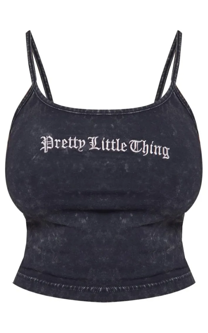 PRETTYLITTLETHING Shape Charcoal Grey Printed Scoop Neck Bralet