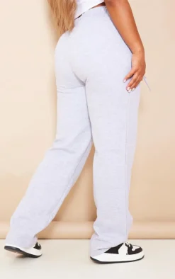 PRETTYLITTLETHING Shape Grey Marl Wide Leg Zip Pocket Sweatpants