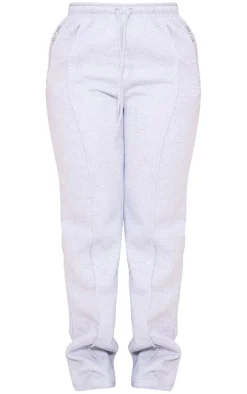 PRETTYLITTLETHING Shape Grey Marl Wide Leg Zip Pocket Sweatpants