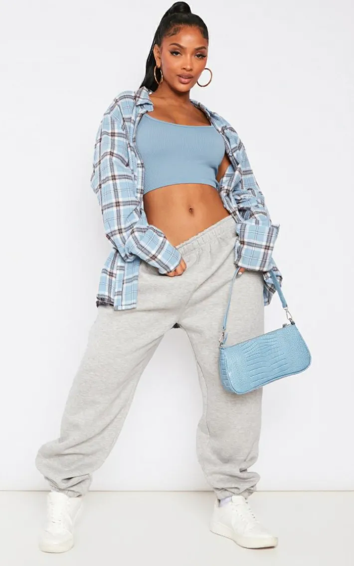PRETTYLITTLETHING Shape Grey Pocket Detail High Waisted Sweatpants