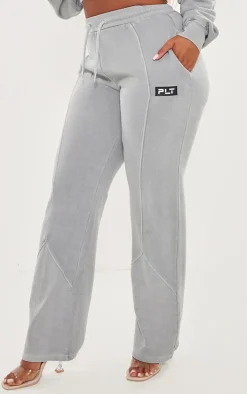 PRETTYLITTLETHING Shape Grey Marl Washed Wide Leg Sweatpants