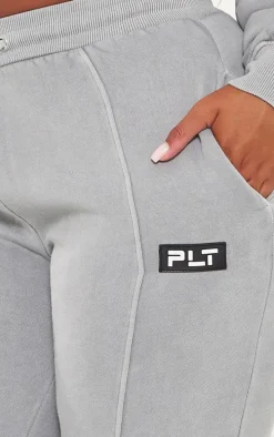 PRETTYLITTLETHING Shape Grey Marl Washed Wide Leg Sweatpants