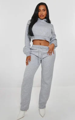 PRETTYLITTLETHING Shape Grey Marl Printed Back Oversized Sweatpants