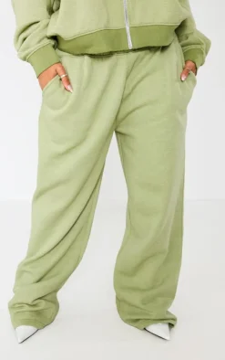 PRETTYLITTLETHING Shape Khaki Washed Wide Leg Sweatpants