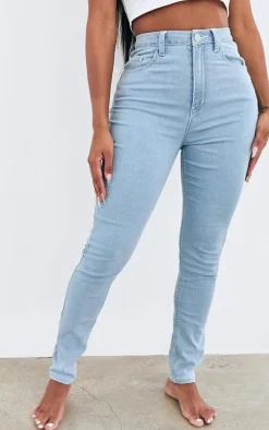PRETTYLITTLETHING Shape Light Blue Wash High Waisted Super Stretch Denim Skinny Jeans