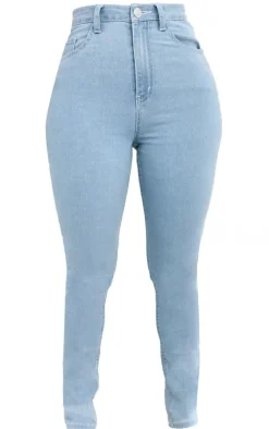 PRETTYLITTLETHING Shape Light Blue Wash High Waisted Super Stretch Denim Skinny Jeans