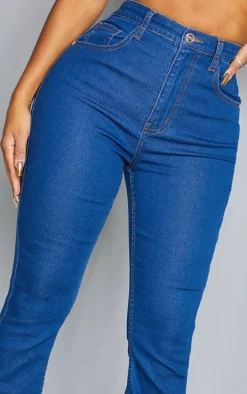 PRETTYLITTLETHING Shape Mid Blue Wash Stretch Denim Flared Jeans