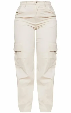 PRETTYLITTLETHING Shape New Nude Buckle Detail Cargo Wide Leg Pants