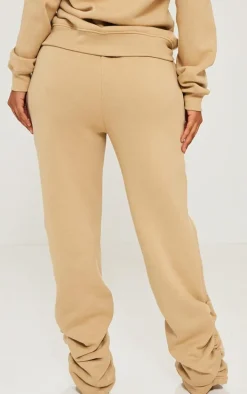 PRETTYLITTLETHING Shape Oatmeal Embroidered Ruched Leg Sweatpants