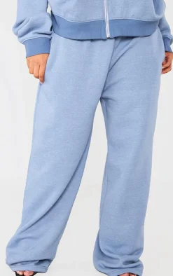PRETTYLITTLETHING Shape Petrol Blue Washed Wide Leg Sweatpants