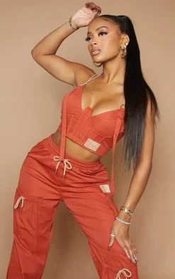 PRETTYLITTLETHING Shape Rust Buckle Detail Cargo Corset