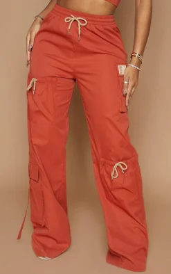 PRETTYLITTLETHING Shape Rust Cargo Pocket Detail Wide Leg Sweatpants