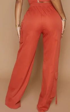 PRETTYLITTLETHING Shape Rust Cargo Pocket Detail Wide Leg Sweatpants