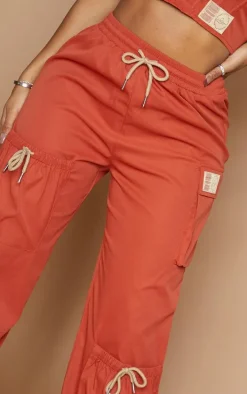 PRETTYLITTLETHING Shape Rust Cargo Pocket Detail Wide Leg Sweatpants