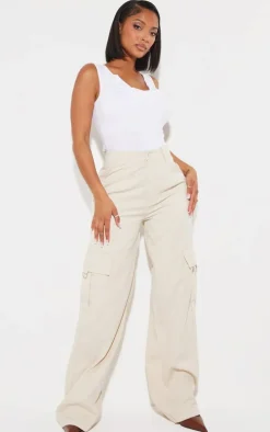 PRETTYLITTLETHING Shape Stone Buckle Detail Cargo Wide Leg Pants