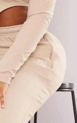 PRETTYLITTLETHING Shape Stone Zip Pocket Detail Wide Leg Sweatpants