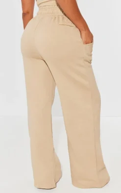 PRETTYLITTLETHING Shape Taupe Sweat High Waist Wide Leg Sweatpants