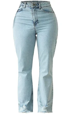 PRETTYLITTLETHING Shape Vintage Ripped Straight Leg Jeans