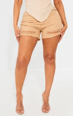 PRETTYLITTLETHING Shape Washed Stone Ripped Denim Shorts