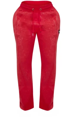 PRETTYLITTLETHING Shape Washed Red Wide Leg Sweatpants