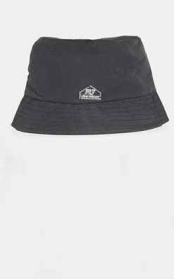 PRETTYLITTLETHING Silver Detail Black Bucket Hat