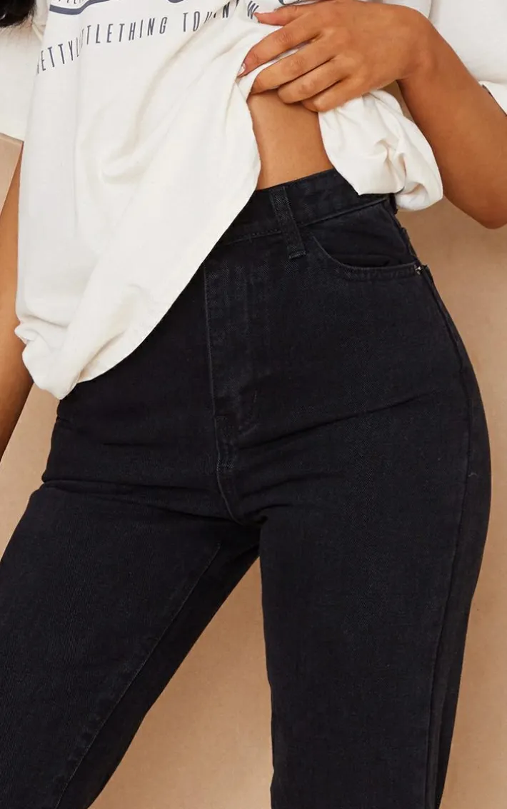 PRETTYLITTLETHING Tall Black High Waisted Straight Leg Jean